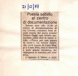 La Nazione - 21 Dicembre 1977 Poesia al Centro di Documentazione