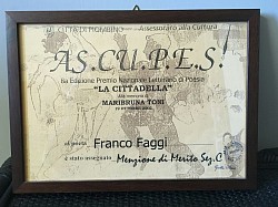 AS.CU.P.ES. 8a Ed. Premio Nazionale Poesia  LA CITTADELLA (Piombino) Menzione di Merito - 19.10.2002