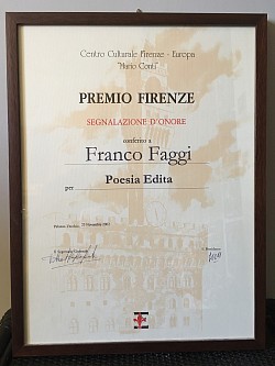 Premio Letterario Internazionale FIRENZE (Mario Conti) Segnalazione D'Onore - 23.11.2002