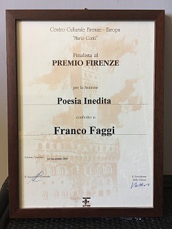 Premio Leterario Internazionale FIRENZE (Mario Conti) Finalista per Poesia Inedita - 24.11.2001