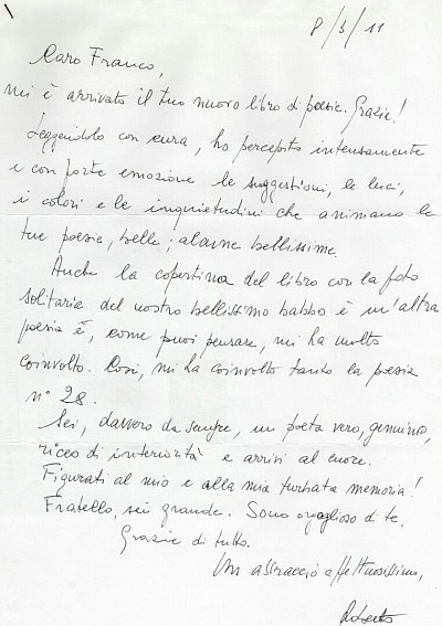 Lettera del fratello Roberto