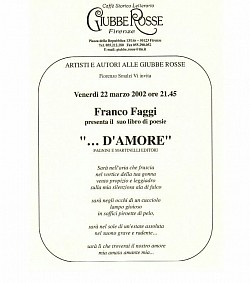 Volantino Giubbe Rosse Presentazione Libro ....d'Amore -  22.3.2002