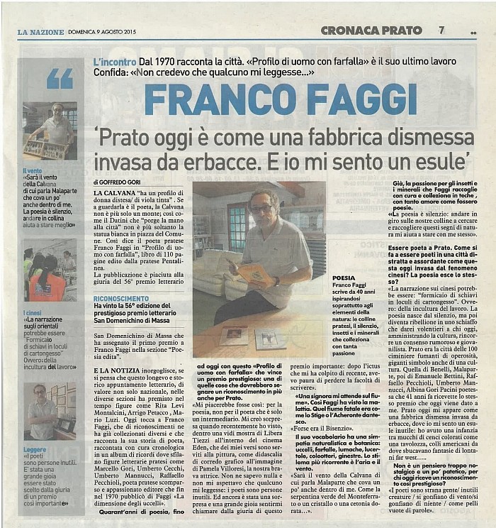 Art. La Nazione 9.8.2015 - Intervista a Franco Faggi
