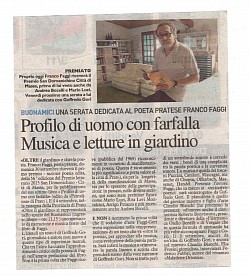 Art. La Nazione 30.8.2015 - Franco Faggi al giardino Buonamici
