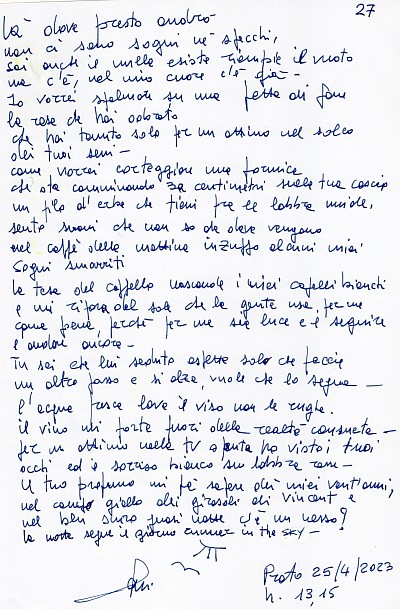 Di getto, manoscritta, poi riscritta e dattiloscritta. Una visione ?